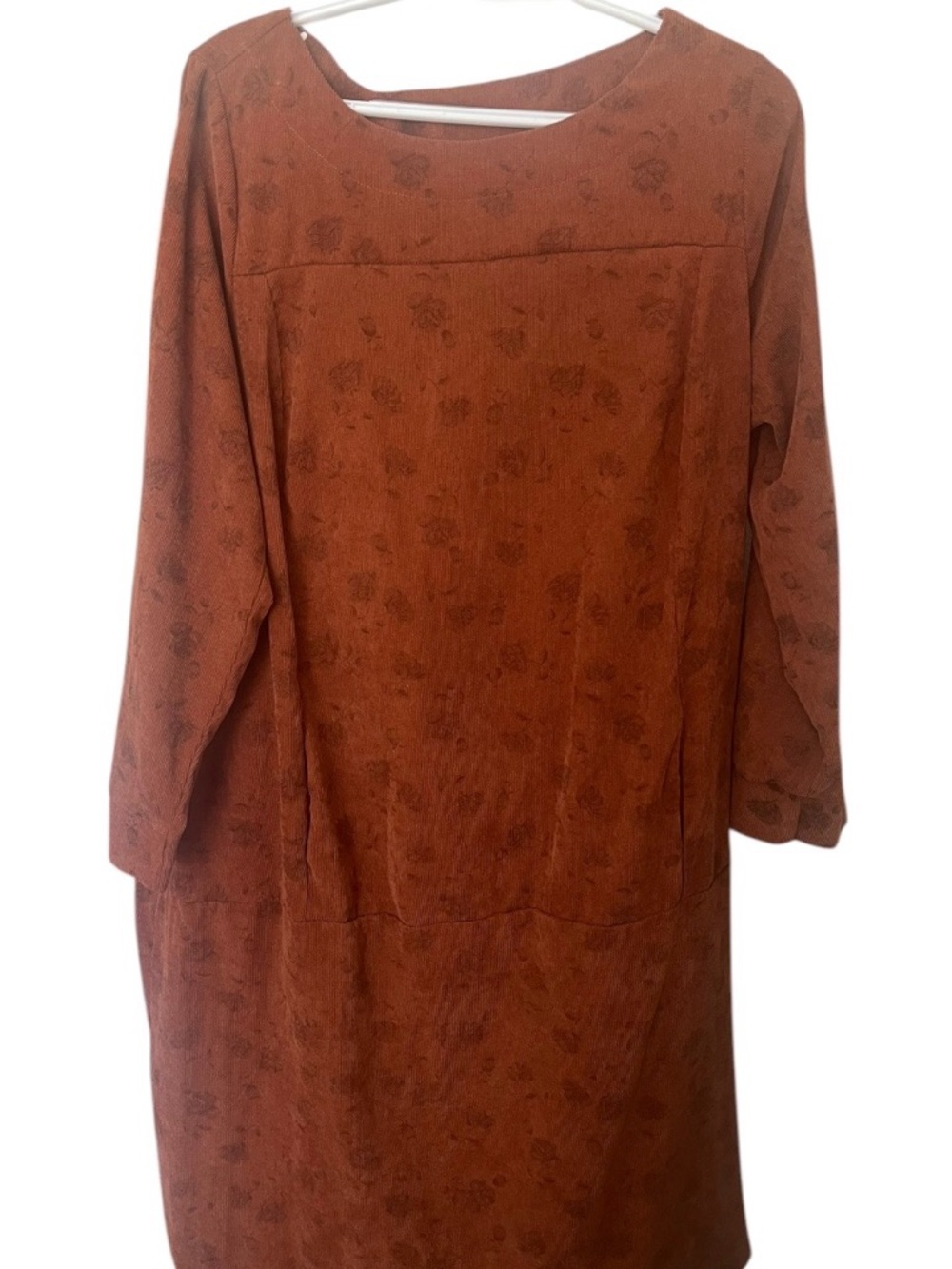 SHEIN Rust Brown Floral Midi Dress